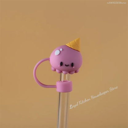1PC Silicone Sealing Straw Plug Reusable Drinking Dust Cap Cartoon Plugs Tips Cover Suit Kitchen Cup DIY Accessories