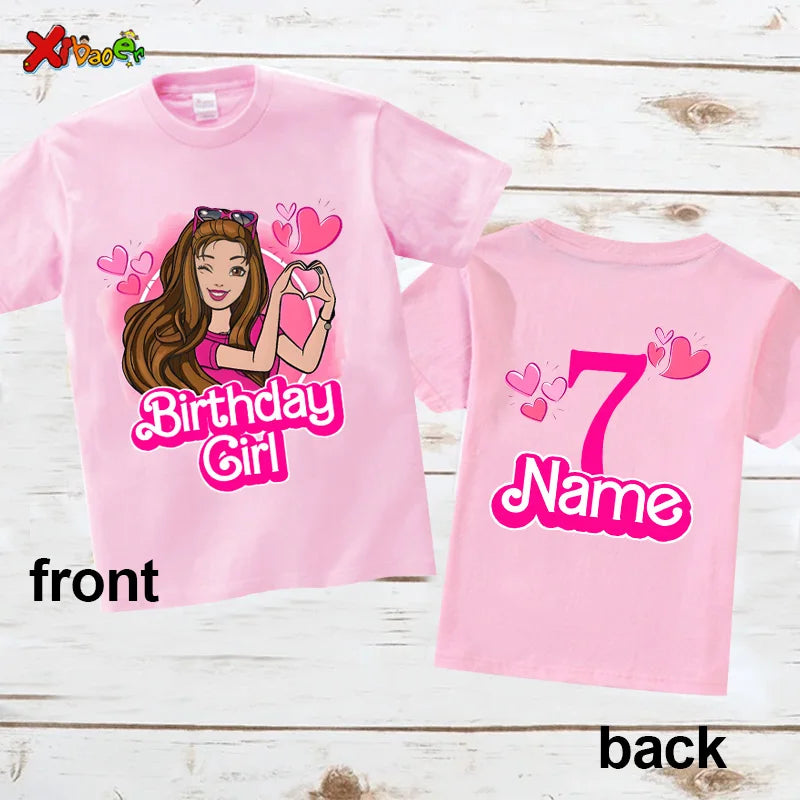6th Birthday Girl Shirt Matching Outfits T Shirts Party Kids Shirts Dolls Girls Clothes Shirts 7th Birthday Custom Name T Shirt