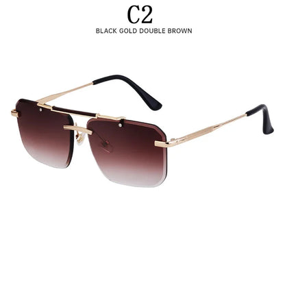 Rimless Sunglasses For Men Fashion Glasses Luxury Square Designer Sunglasses Women Trendy And Fashionable Lentes De Sol Mujer