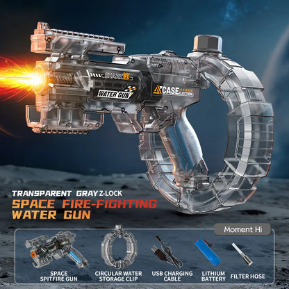 2026 Energy Gathering Ring Electric Water Gun Led Emitting Automatic Continuous Water Squirt Gun Summer Outdoor