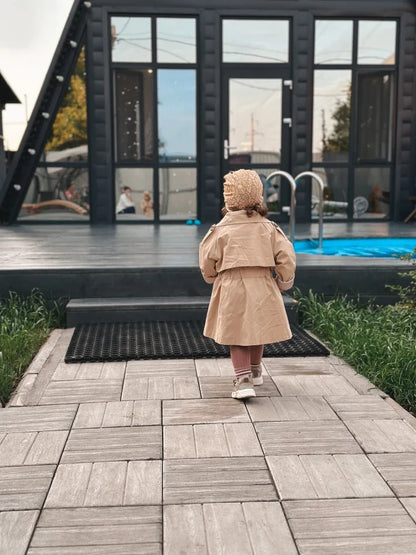 England Style Spring Autumn Cotton Girl Toddler Trench kids Windbreaker Fashion Little Girl Double Breasted Jacket Outfits