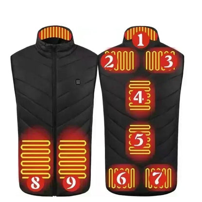 17 Areas Self Heating Vest Four Switch Control Men Heating Jacket USB Electric Heated Clothing Women Thermal Vest Warm Winter