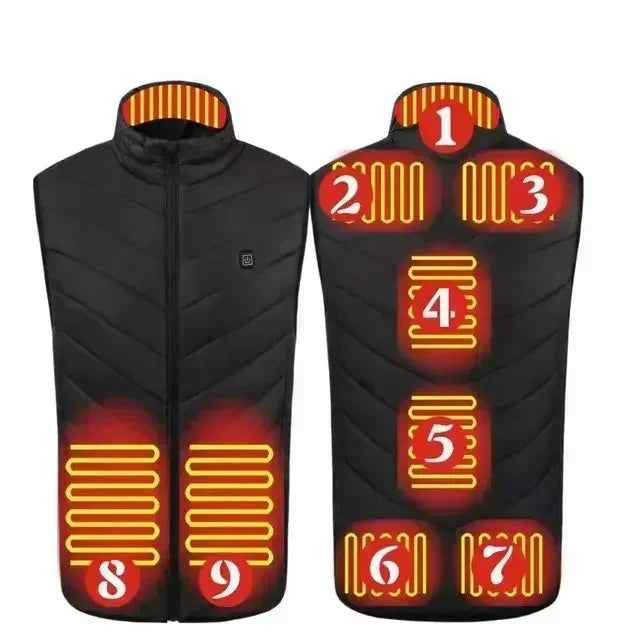 17 Areas Self Heating Vest Four Switch Control Men Heating Jacket USB Electric Heated Clothing Women Thermal Vest Warm Winter