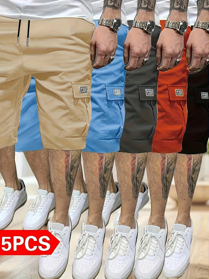 5-Pack Men's Work Shorts with Multi-Pocket Design, Durable Fabric, Stylish and Versatile