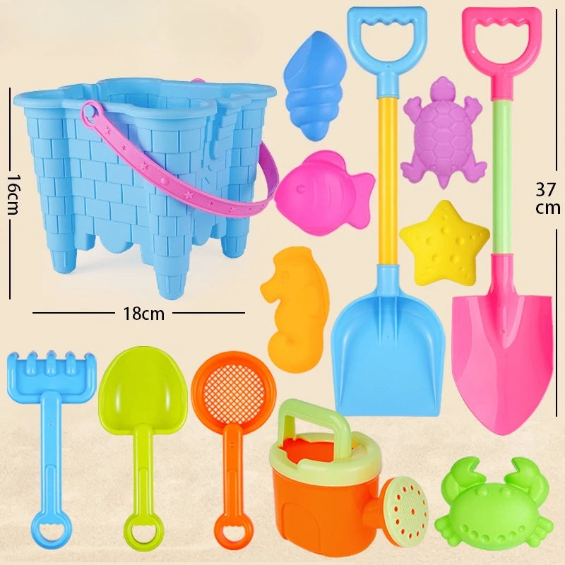 13PCS Beach Sand Toy Set, Durable Plastic, Summer Pool Beach Game Set, Outdoor Sand Play Tools For Boys And Girls, Great Holiday