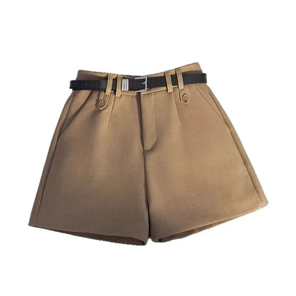 Gray Suit Short Pants Women's Casual High Waist Loose Wide Leg A- Line Pants Versatile Loose Fit Summer Outerwear Shorts