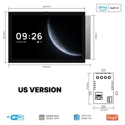 MOES Tuya Smart Home Control Panel Max 10.1inch Touch Screen with Bluetooth Zigbee Gateway Built-in Building Intercom Compatible