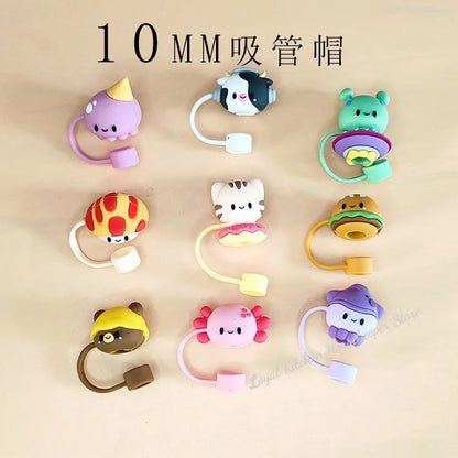 1PC Silicone Sealing Straw Plug Reusable Drinking Dust Cap Cartoon Plugs Tips Cover Suit Kitchen Cup DIY Accessories