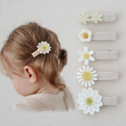 Handmade Headwear, 5Pcs/Lot Children's Hair Clips, Baby Hair Accessories, Full coverage fabric hair Clip Bows for Girls