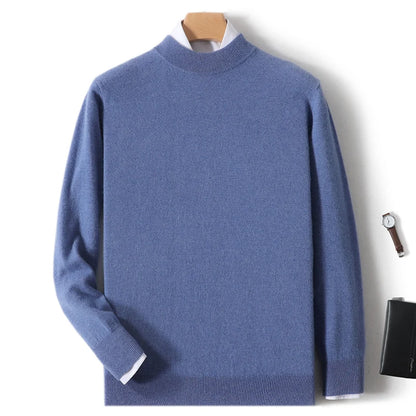 Autumn And Winter New 100% Pure Wool Men's Round Neck Thick Sweater Loose Knit Bottoming Shirt Cashmere Top