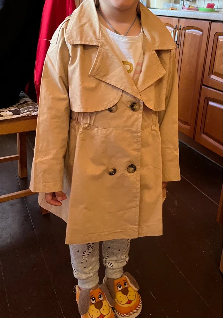 England Style Spring Autumn Cotton Girl Toddler Trench kids Windbreaker Fashion Little Girl Double Breasted Jacket Outfits
