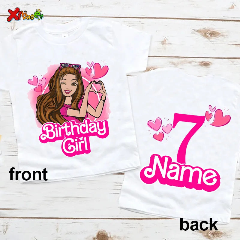 6th Birthday Girl Shirt Matching Outfits T Shirts Party Kids Shirts Dolls Girls Clothes Shirts 7th Birthday Custom Name T Shirt