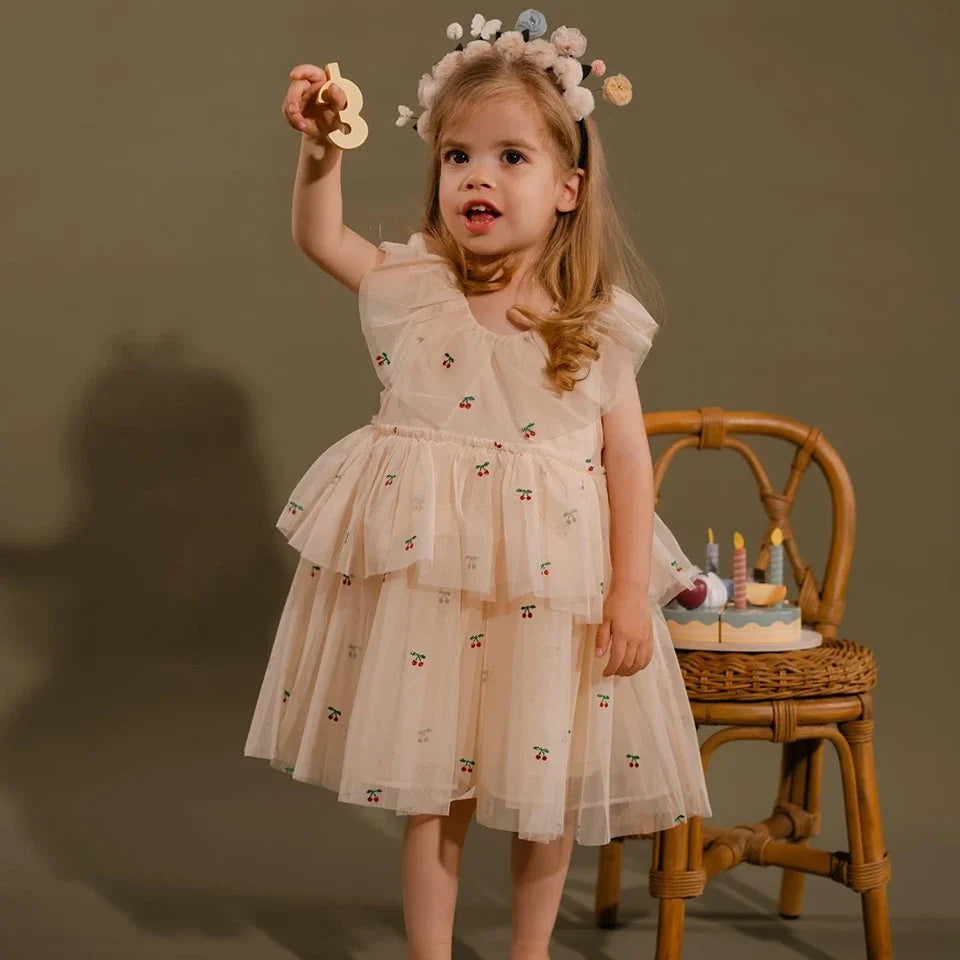 2024 Christmas KS Girls Princess Mesh Dress Kids Pretty Sequin Dresses Baby Cute Skirt Carnival Party Children Voile Dress Gifts