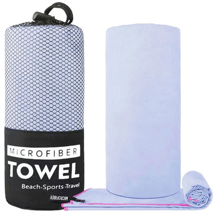 Soft Solid Color Microfiber Towels Quick-Drying Fitness Swimming Pool Lightweight Travel Outdoor Sports Towel Sets