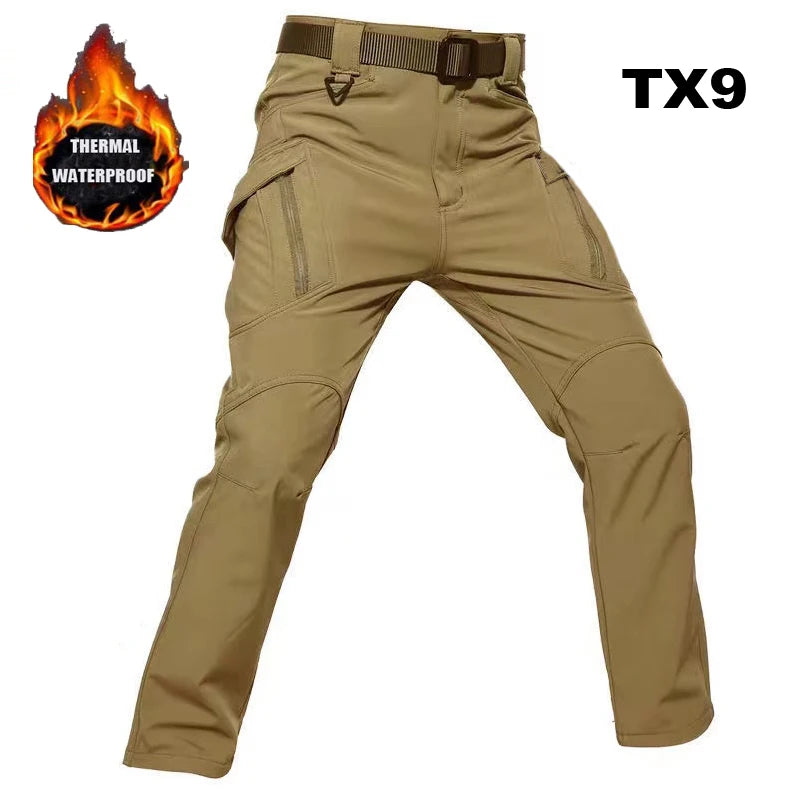 Men's City Cargo Autumn Winter Fleece Softshell Hiking Pants Fishing Climbing Trekking Casual Hunting Camping Trousers M-5XL