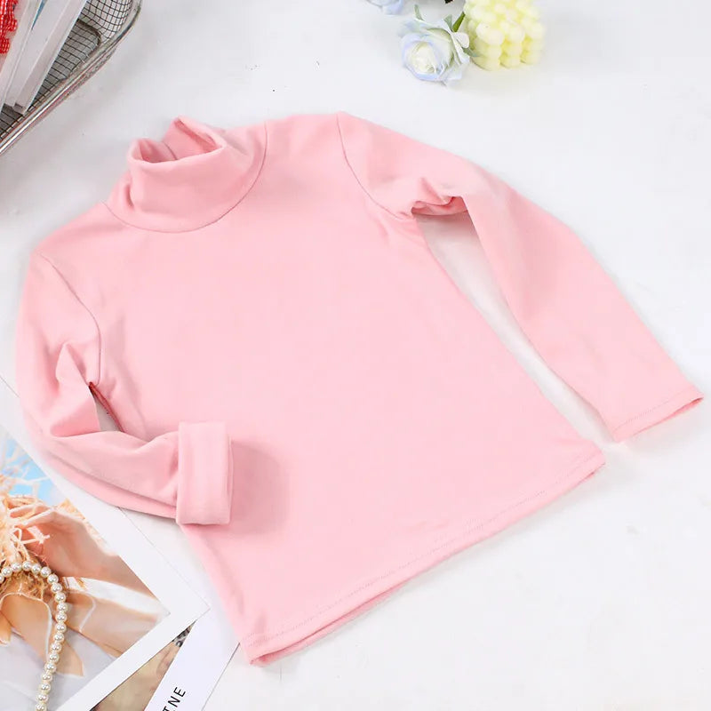 Autumn Winter Children's Soft Long Sleeve Basic Shirts Baby Kids Clothes New Girls Top Tees Boys Turtleneck T-shirt