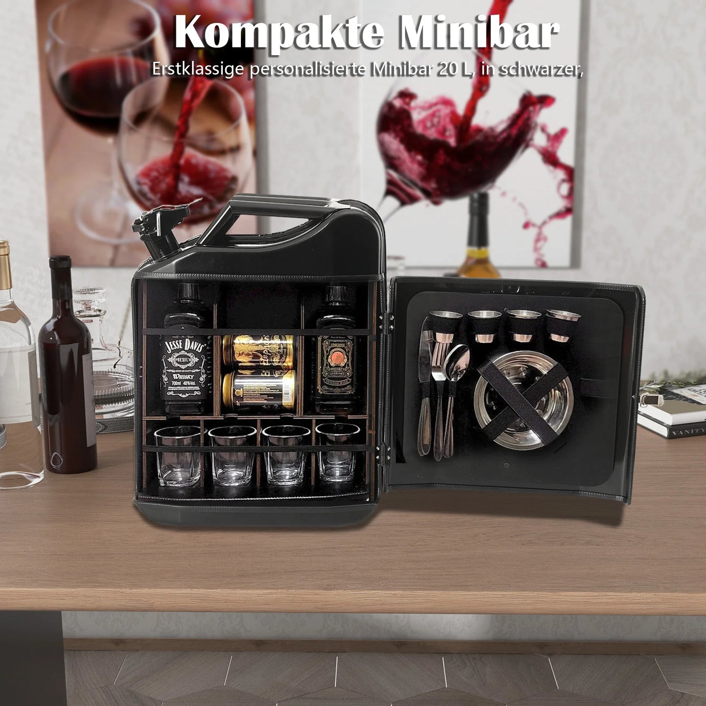 Mini Wine Cabinet Christmas Gift Can Bar Men's Gifts Creative Wine Storage Box Dispenser, Jerry Can Mini Whiskey Bar