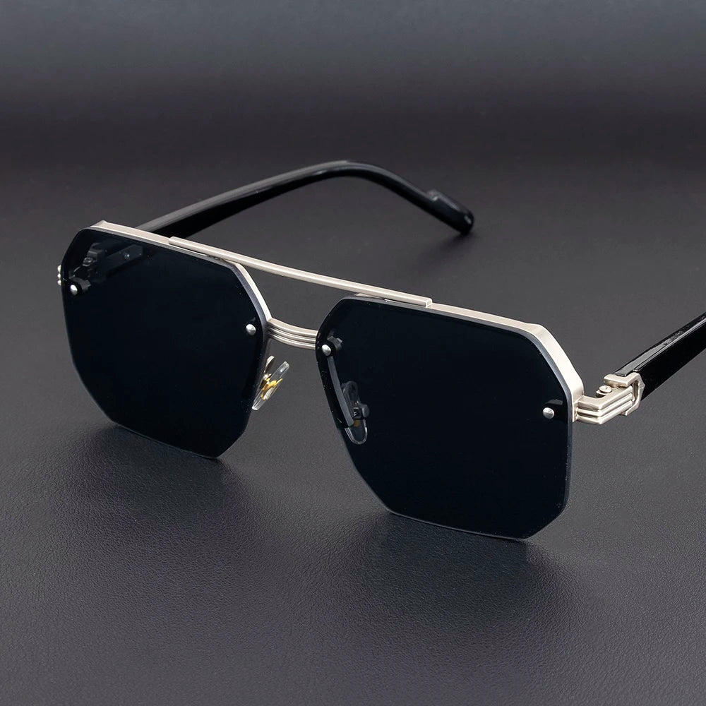 2025 New Large  Half Frame Ink Mirror men Driving Dedicated Fashion Trend UV Protection High-end  Gradually Changing Color