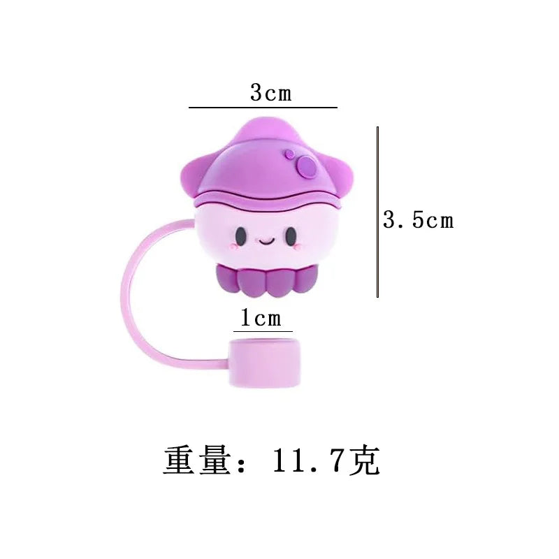 1PC Silicone Sealing Straw Plug Reusable Drinking Dust Cap Cartoon Plugs Tips Cover Suit Kitchen Cup DIY Accessories