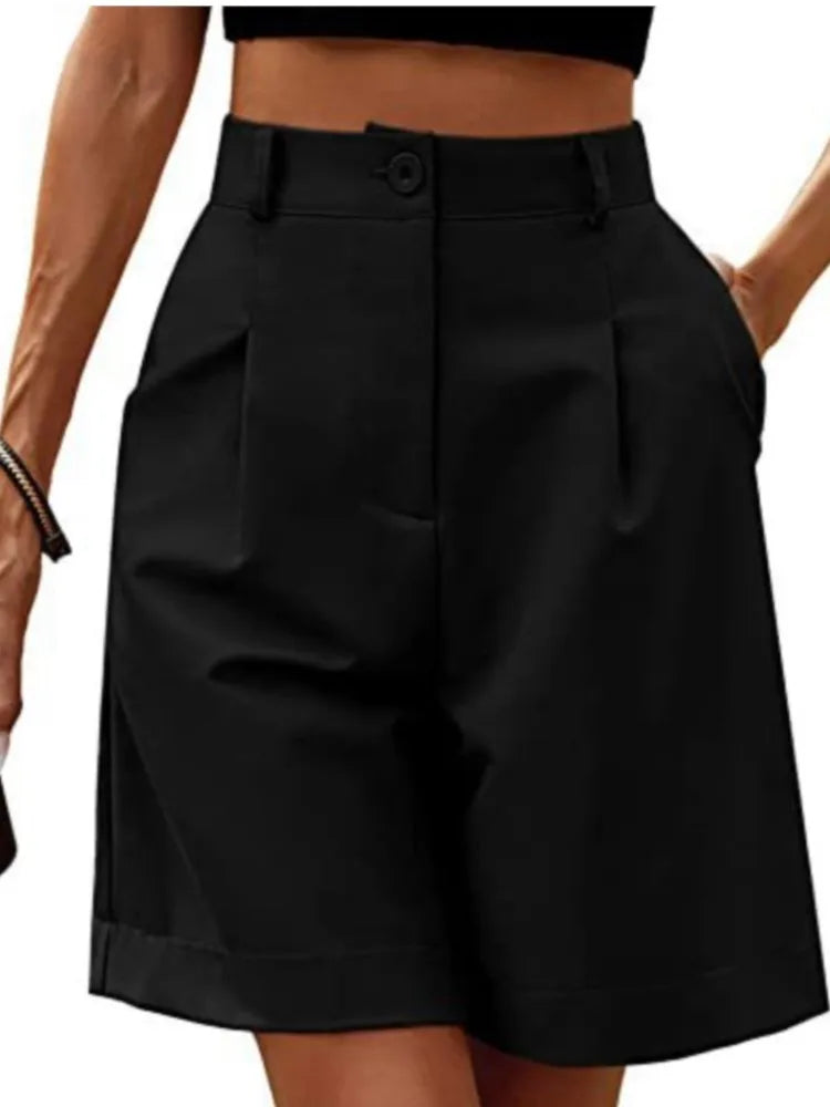 Summer Thin High-waisted Loose Slimming Straight Casual Breathable Wide-leg Five-point Pants Women's Street Trend Shorts