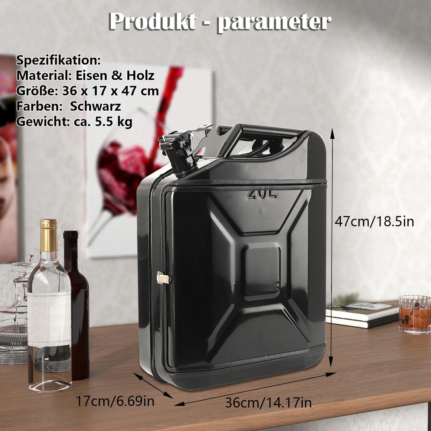 Mini Wine Cabinet Christmas Gift Can Bar Men's Gifts Creative Wine Storage Box Dispenser, Jerry Can Mini Whiskey Bar