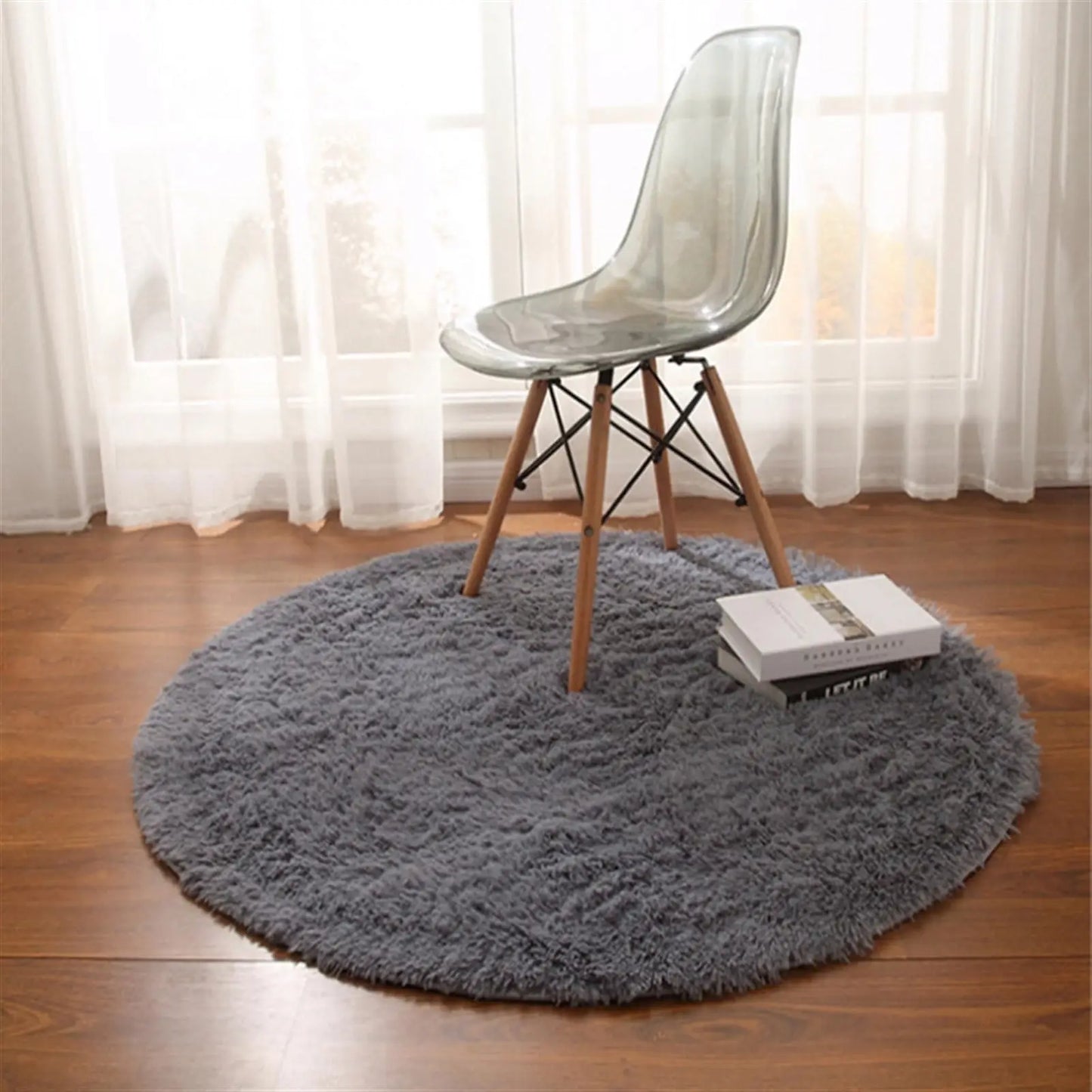 vikama Grass Green Round Rug for Bedroom Home Decor Fluffy Shag Circle Area Rugs Kids Room Classroom Nursery Living Room Decor