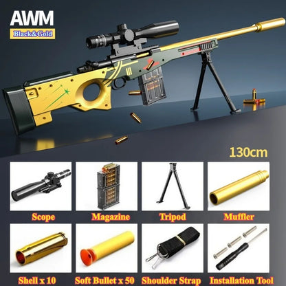 Awm Soft Bullet Toy Gun Manually Loaded Can Be Fired Combat Sniper Rifle Outdoor Games CS Fighting for Adults Boys Gift
