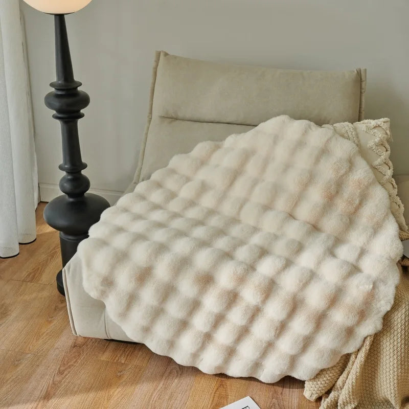 Imitation Rabbit Fur Rug Fluffy Soft Carpet Round Sofa Area Rug Comfortable Floor Mats Living Room Decoration Home Accessories
