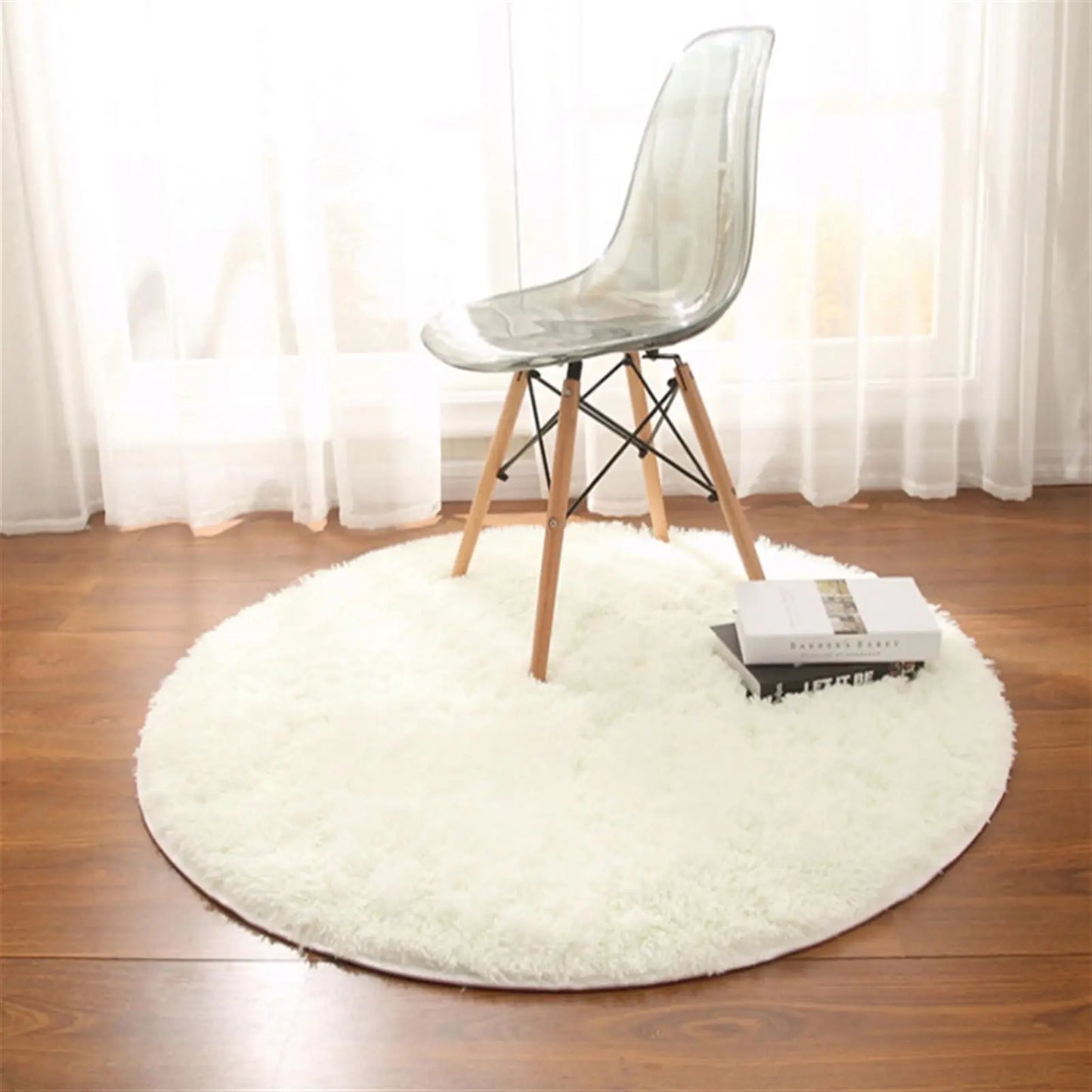 vikama Grass Green Round Rug for Bedroom Home Decor Fluffy Shag Circle Area Rugs Kids Room Classroom Nursery Living Room Decor