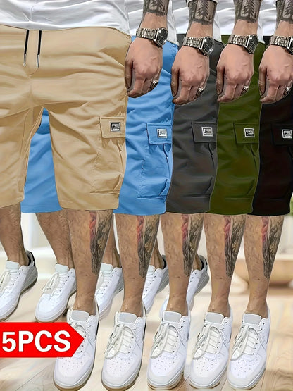5-Pack Men's Work Shorts with Multi-Pocket Design, Durable Fabric, Stylish and Versatile