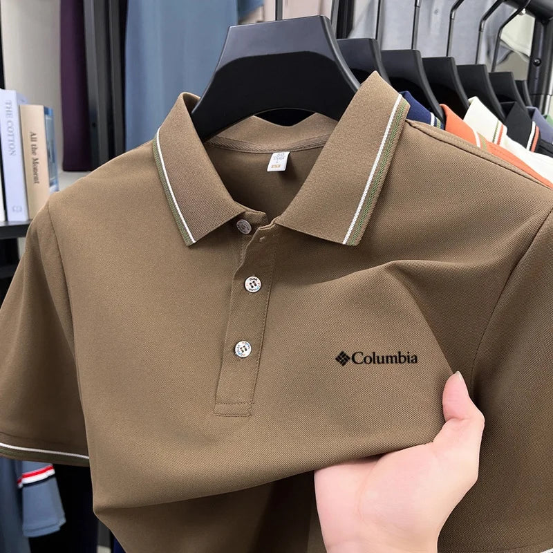 Summer men's new lapel short sleeved polo shirt high-end design brand letter printed casual comfortable T-shirt top