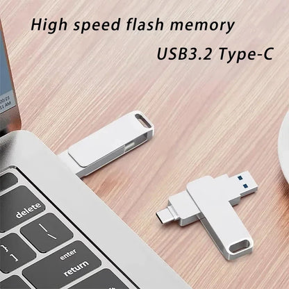 16TB USB 3.3 Flash Drive Metal High-Speed Pen Drive 8TB 4TB Waterproof Type-C USB Pen Drive For Computer Storage Devices