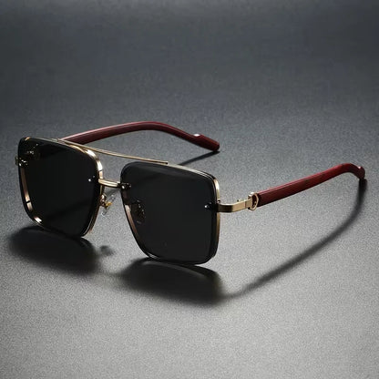 Fashion Retro Square Metal Shades Men or Women's Original Brand Design Driving Sunglasses New Double Bridge Pilot Sun Glasses