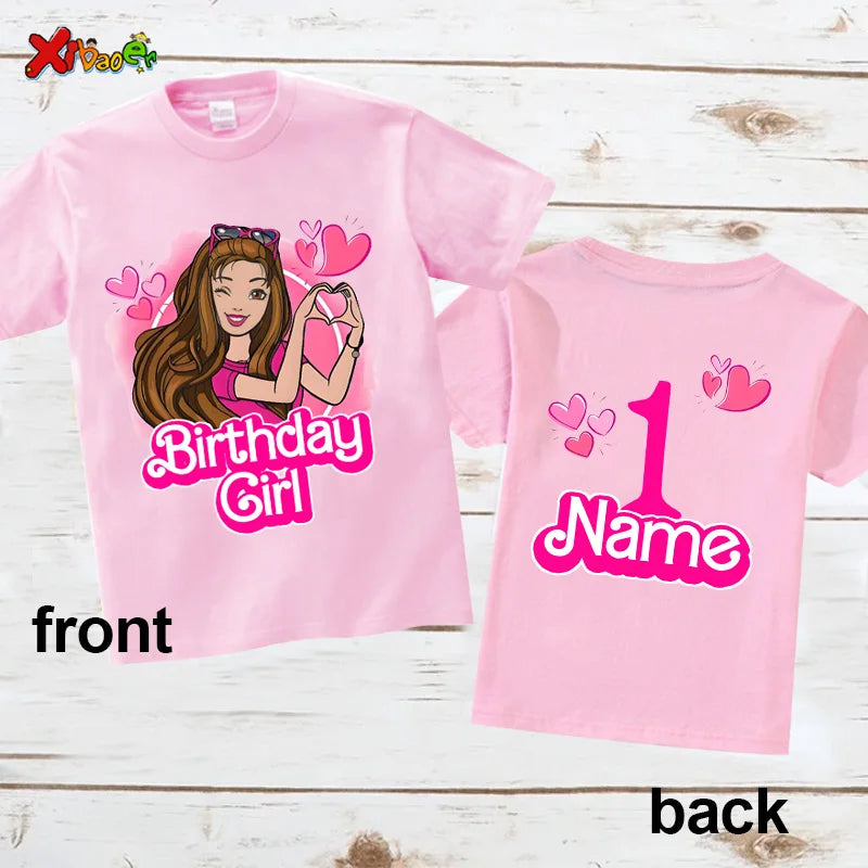 6th Birthday Girl Shirt Matching Outfits T Shirts Party Kids Shirts Dolls Girls Clothes Shirts 7th Birthday Custom Name T Shirt