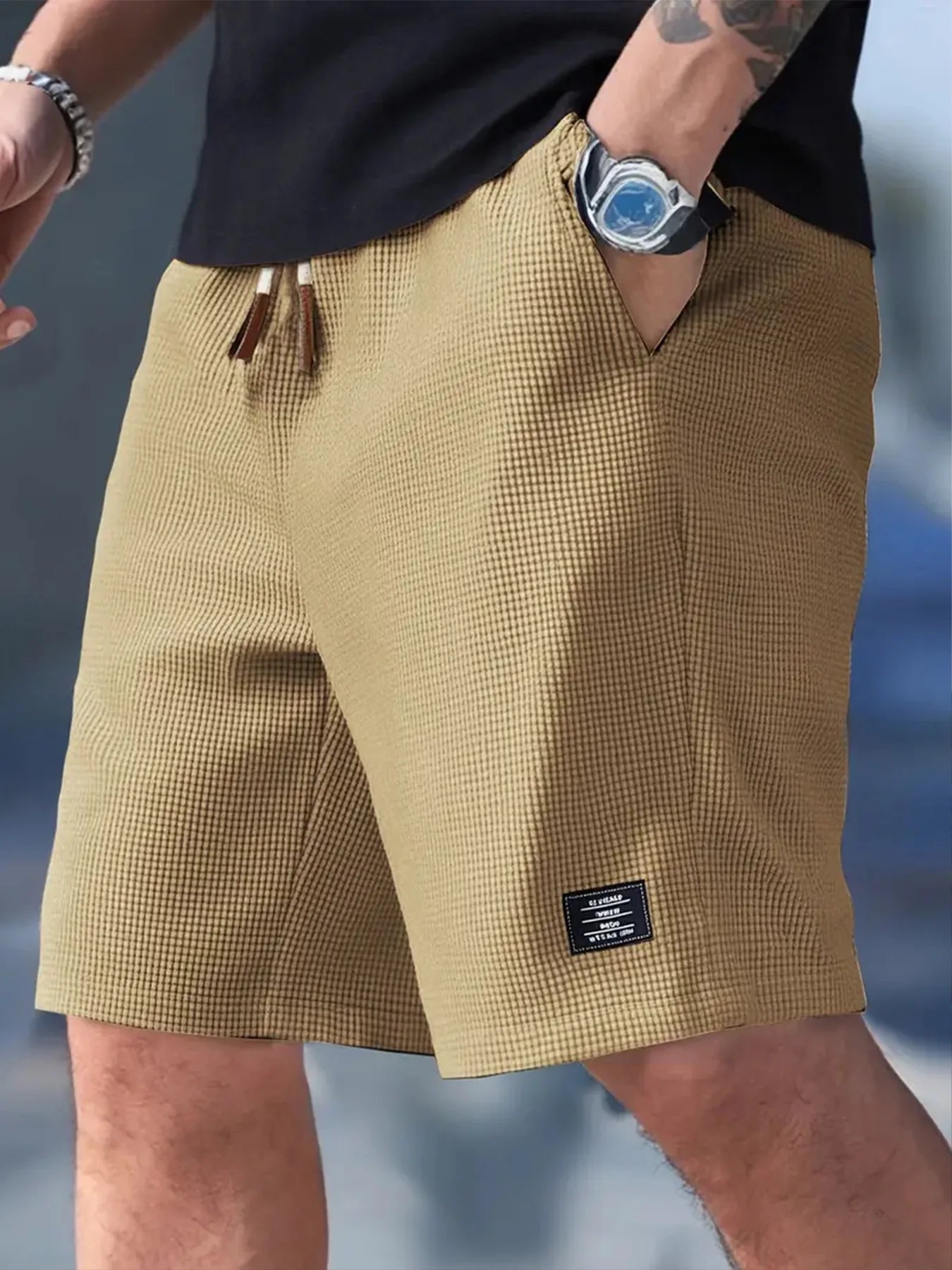 Men's Summer Casual Sports Shorts Plaid Checkered Loose Knee Length Shorts American Fashion Sports Street Shorts