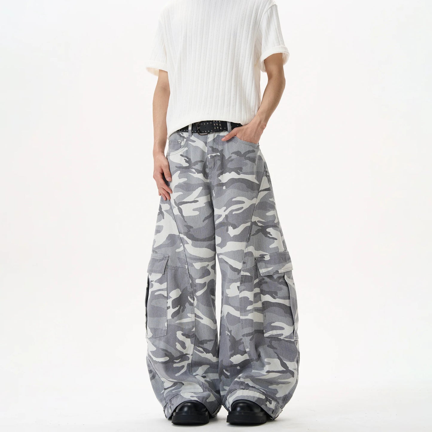 Camo Men's Baggy Jeans American Style Y2K Denim Pants Wide Leg Office-to-Street Trousers Outdoor Streetwear Hip-Hop Pants