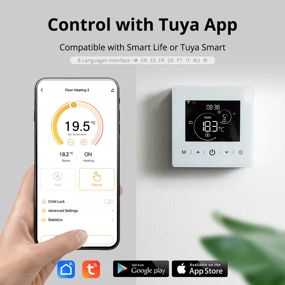 Beok Smart Home Tuya WIFI Thermostat Battery-powered Thermoregulator for Gas Boiler Smart Life Work with Alexa Google Home