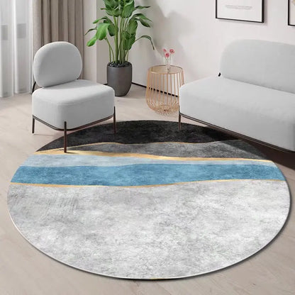 Geometric Round Carpet Non-slip Living Room Decoration Home Abstract Style Rug Washable Bedroom Mat for Children Soft Rugs