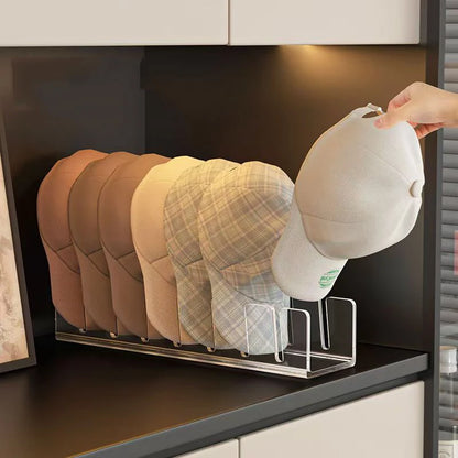 Hat Stand for Baseball Caps No Install Acrylic Hat Organizer for 7 Baseball Caps Hat Racks for Baseball Caps Display Organizer