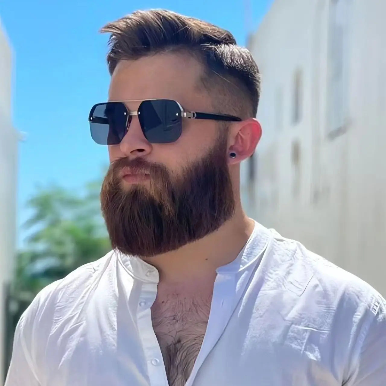 2025 New Large  Half Frame Ink Mirror men Driving Dedicated Fashion Trend UV Protection High-end  Gradually Changing Color