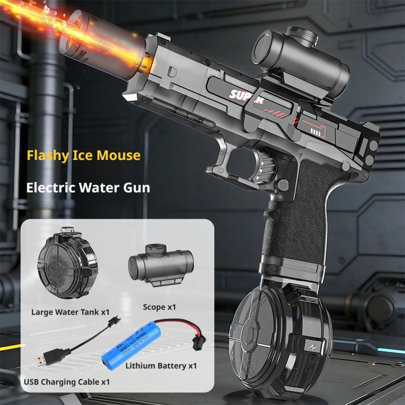 2026 Energy Gathering Ring Electric Water Gun Led Emitting Automatic Continuous Water Squirt Gun Summer Outdoor