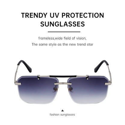 Rimless Sunglasses For Men Fashion Glasses Luxury Square Designer Sunglasses Women Trendy And Fashionable Lentes De Sol Mujer