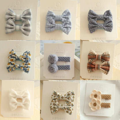 Children's Hair Clips, Handmade Headwear, Baby Hair Accessories, Full coverage fabric hair Clip Bows for Girls