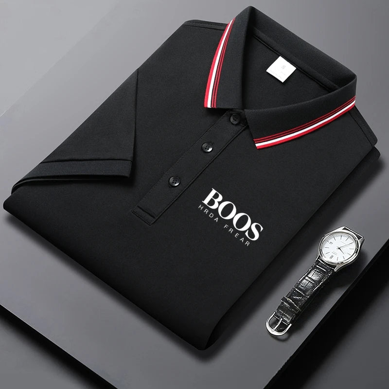Embroidered New Men's High-quality Summer Short Sleeved Polo Shirt, Golf Top, Trendy, Fashionable and Casual