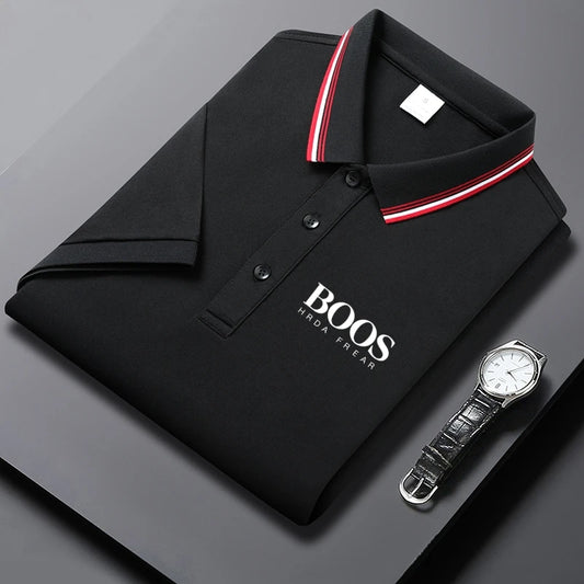 Embroidered New Men's High-quality Summer Short Sleeved Polo Shirt, Golf Top, Trendy, Fashionable and Casual