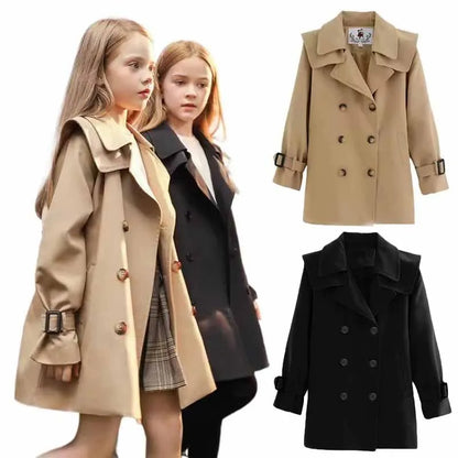 Girls Windbreaker Coat Spring Autumn Kids Windproof Jackets Children Mid-Length Trench Outerwear Teenagers Overcoat 4-14 Years