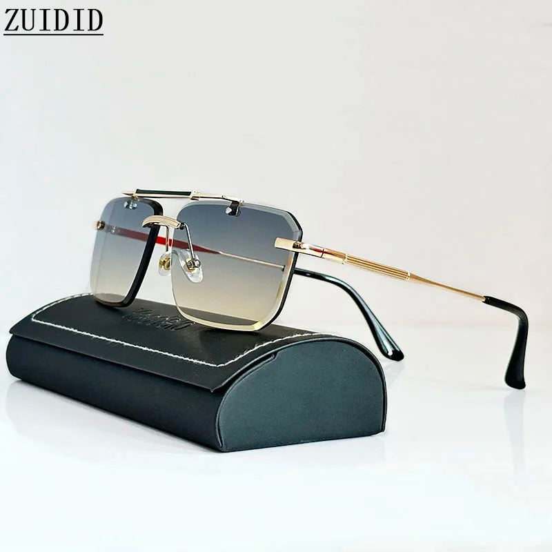Rimless Sunglasses For Men Fashion Glasses Luxury Square Designer Sunglasses Women Trendy And Fashionable Lentes De Sol Mujer