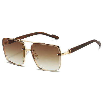 Fashion Retro Square Metal Shades Women's Original Brand Design Driving Sunglasses New Double Bridge Pilot Sun Glasses