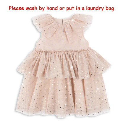 2024 Christmas KS Girls Princess Mesh Dress Kids Pretty Sequin Dresses Baby Cute Skirt Carnival Party Children Voile Dress Gifts