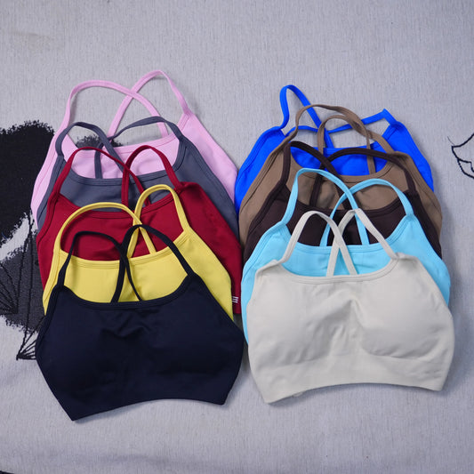 Yoga Sports Dynamic Backless Bra With Logo Women Seamless Top Bra Medium Support Padded Gym Crop Top Stretchy Fitness SportsYoga